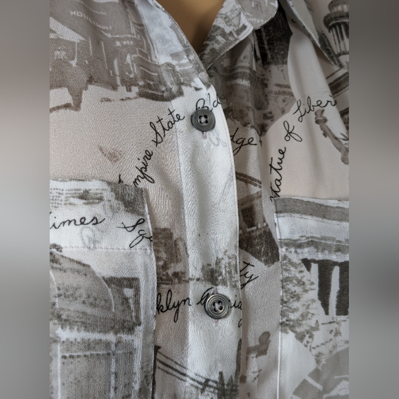 N.Y.C. Inspired Long Sleeve Gray and White Button Up - Picture 10 of 12